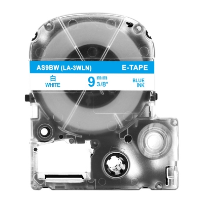 AS9BW 9mm白底藍字錦宮標簽色帶