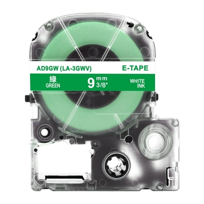 AD9GW 9mm綠底白字錦宮標簽色帶