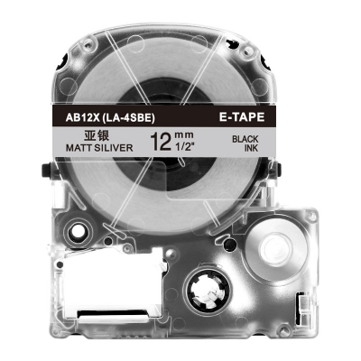 AB12X 12mm亞銀底黑字錦宮標簽色帶