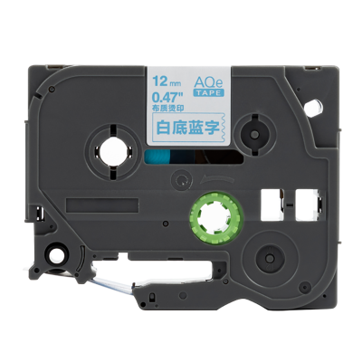 AQe-FA3 12mm白底藍字AQE布質燙印標簽色帶